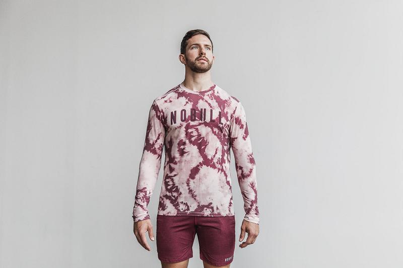 Pink Nobull Tee (TIE-DYE) Men\'s Long Sleeve | CA I1576L